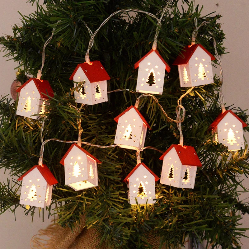 Decorative Wooden Houses with LED Lights for a Festive Christmas Atmosphere