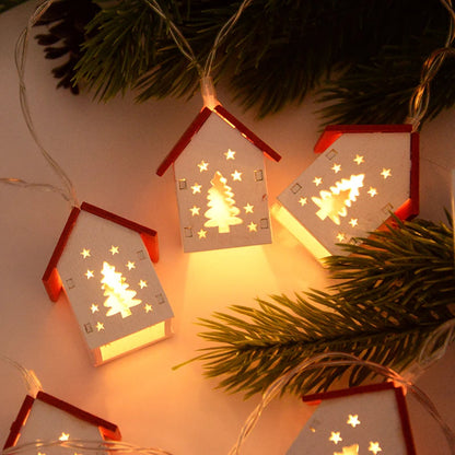 Decorative Wooden Houses with LED Lights for a Festive Christmas Atmosphere