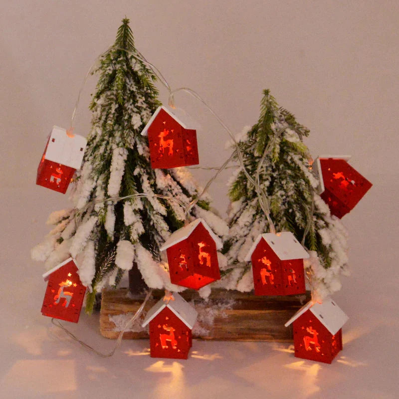 Wooden Christmas Houses with Atmospheric LED Lighting for Decoration