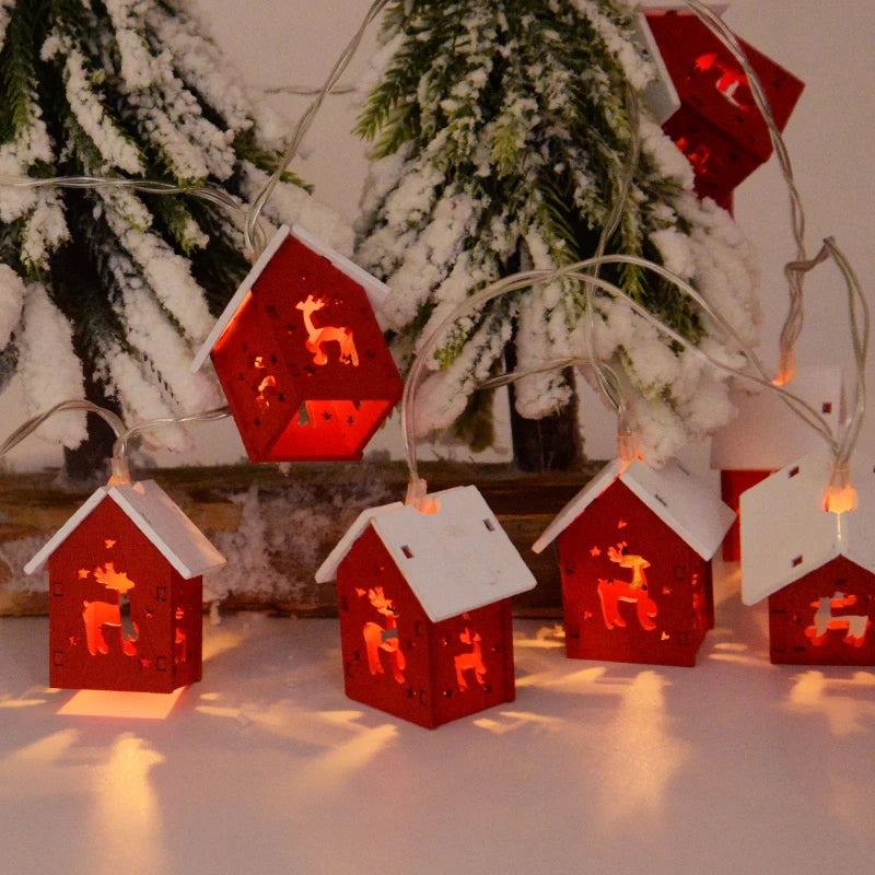 Decorative Wooden Houses with LED Lights for a Festive Christmas Atmosphere