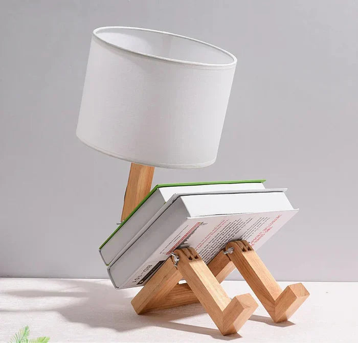 Modern Wooden Table Lamp with Book Storage – Perfect for Your Home