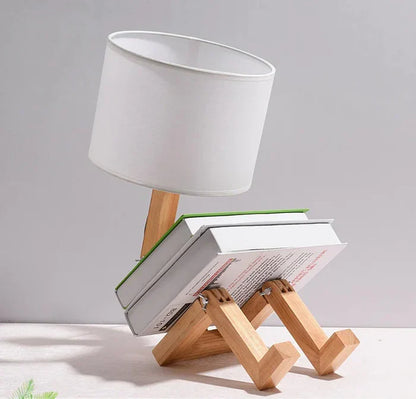 Modern Wooden Table Lamp with Book Storage – Perfect for Your Home