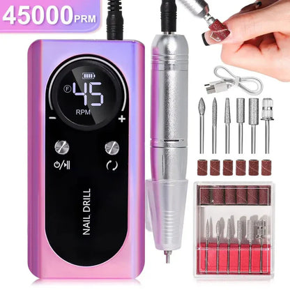 Electric Nail Drill 45000RPM – Quiet Design for Professional Use