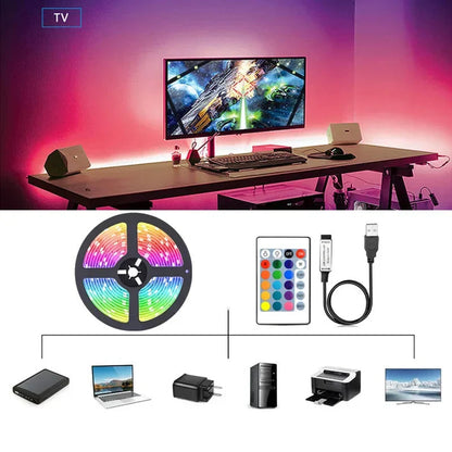 Color-Changing LED Strip with USB Connection for Ambient Lighting