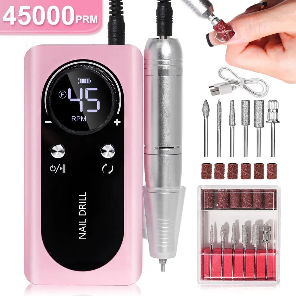 Electric Nail Drill 45000RPM – Quiet Design for Professional Use
