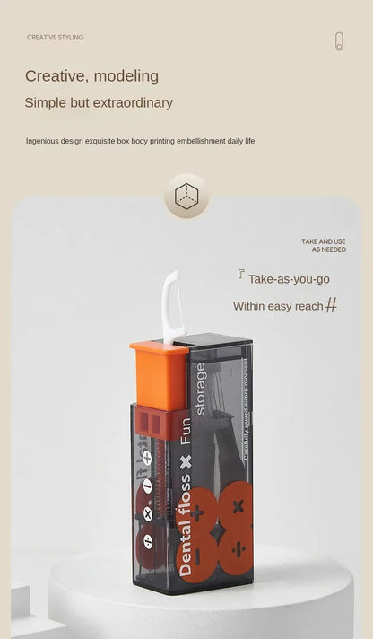 Portable Dental Floss Dispenser with 10 Automatic Pop-Up Sticks – Practical & Refillable