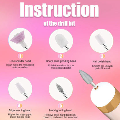 Electric Nail Drill 5-in-1 Professional Manicure & Pedicure Set with LED Light