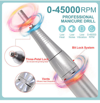 Electric Nail Drill 45000RPM – Quiet Design for Professional Use