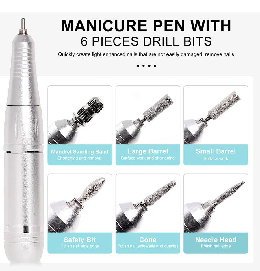 Electric Nail Drill 45000RPM – Quiet Design for Professional Use