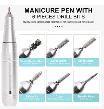 Electric Nail Drill 45000RPM – Quiet Design for Professional Use