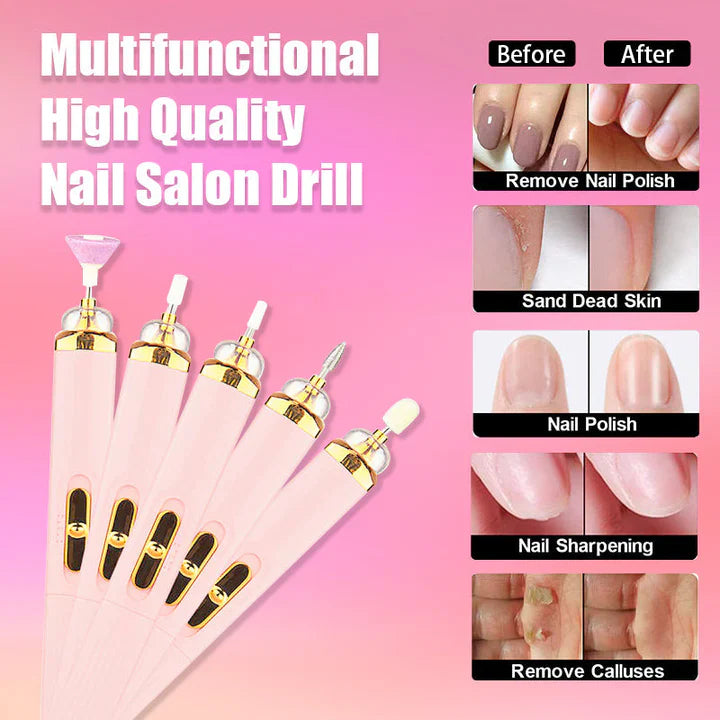 Electric Nail Drill 5-in-1 Professional Manicure & Pedicure Set with LED Light