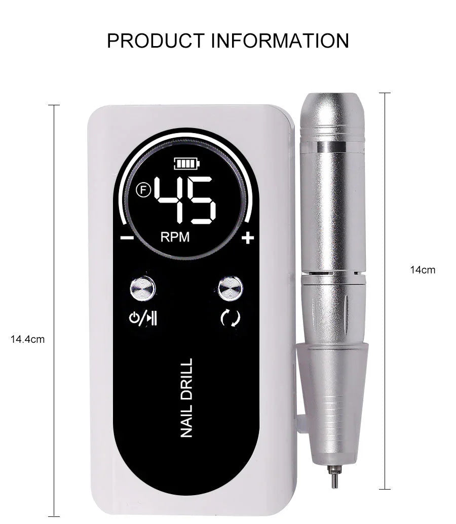 Electric Nail Drill 45000RPM – Quiet Design for Professional Use