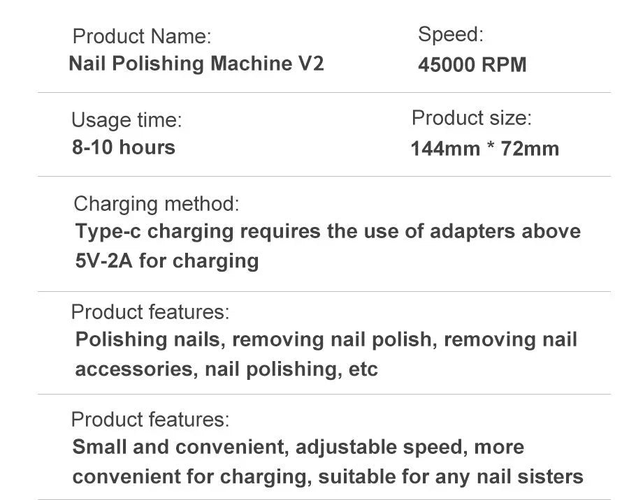 Electric Nail Drill 45000RPM – Quiet Design for Professional Use