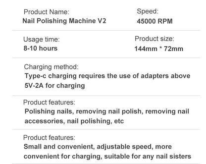 Electric Nail Drill 45000RPM – Quiet Design for Professional Use