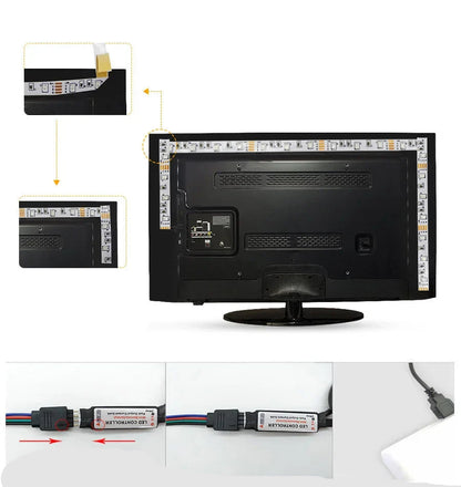 Color-Changing LED Strip with USB Connection for Ambient Lighting