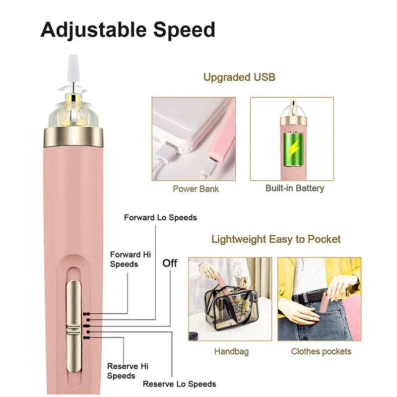 Electric Nail Drill 5-in-1 Professional Manicure & Pedicure Set with LED Light