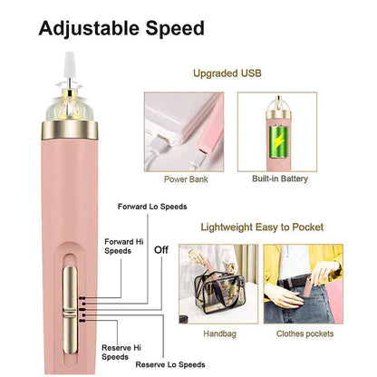 Electric Nail Drill 5-in-1 Professional Manicure & Pedicure Set with LED Light
