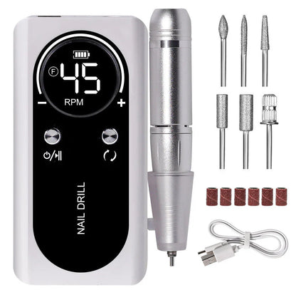 Electric Nail Drill 45000RPM – Quiet Design for Professional Use