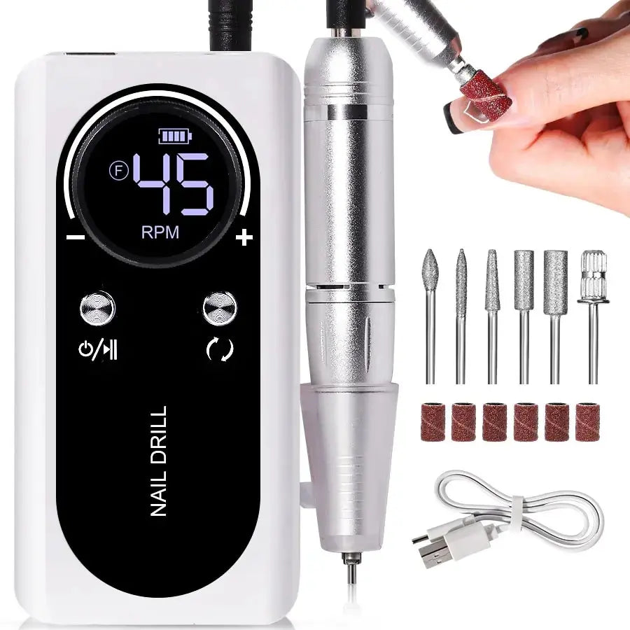 Electric Nail Drill 45000RPM – Quiet Design for Professional Use