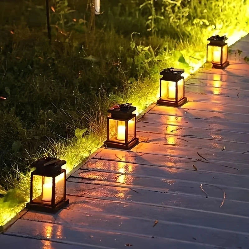 Waterproof Solar LED Lantern with String Lights – Garden Lighting for Terrace and Balcony with Hanging Clip