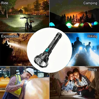 Super Bright 90,000LM LED Flashlight – Tactical Searchlight with USB Charging for Outdoor Use and Emergencies