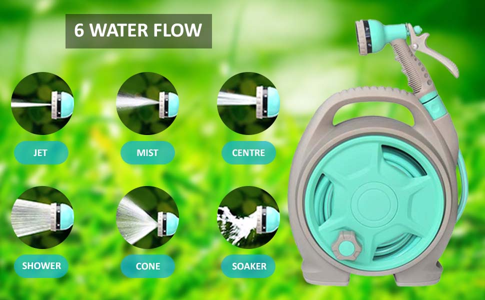 Compact Hose Reel with Spray Nozzle – Practical Garden Hose Cart for Easy Watering