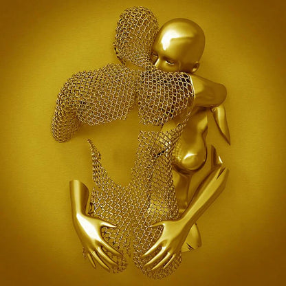 Wall Art with Love Metal Figure – Modern Love Canvas for Living Room & Bedroom