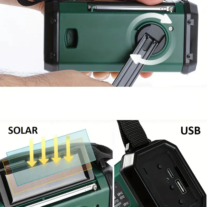 Solar Emergency Radio with Power Bank – Hand Crank Radio and LED Lamp for Outdoors
