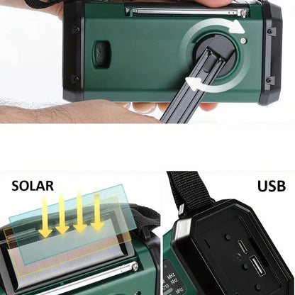 Solar Emergency Radio with Power Bank – Hand Crank Radio and LED Lamp for Outdoors