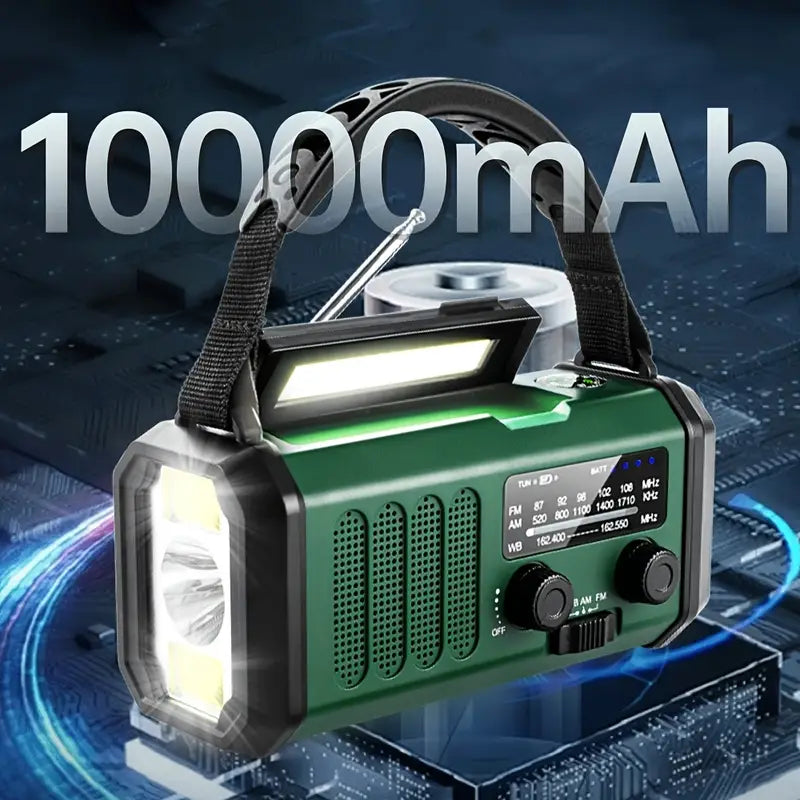 Solar Emergency Radio with Power Bank – Hand Crank Radio and LED Lamp for Outdoors