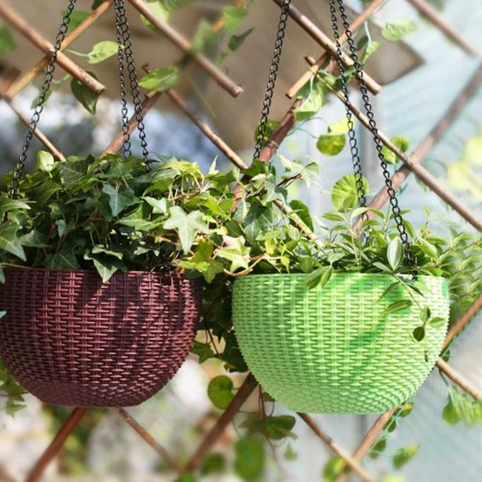 Braided Hanging Basket for Plants with Chain – Perfect for Balcony and Garden
