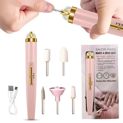 Electric Nail Drill 5-in-1 Professional Manicure & Pedicure Set with LED Light