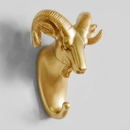 Gold Animal Head Wall Hook – Decorative Luxury Key Holder for Hallway & Home