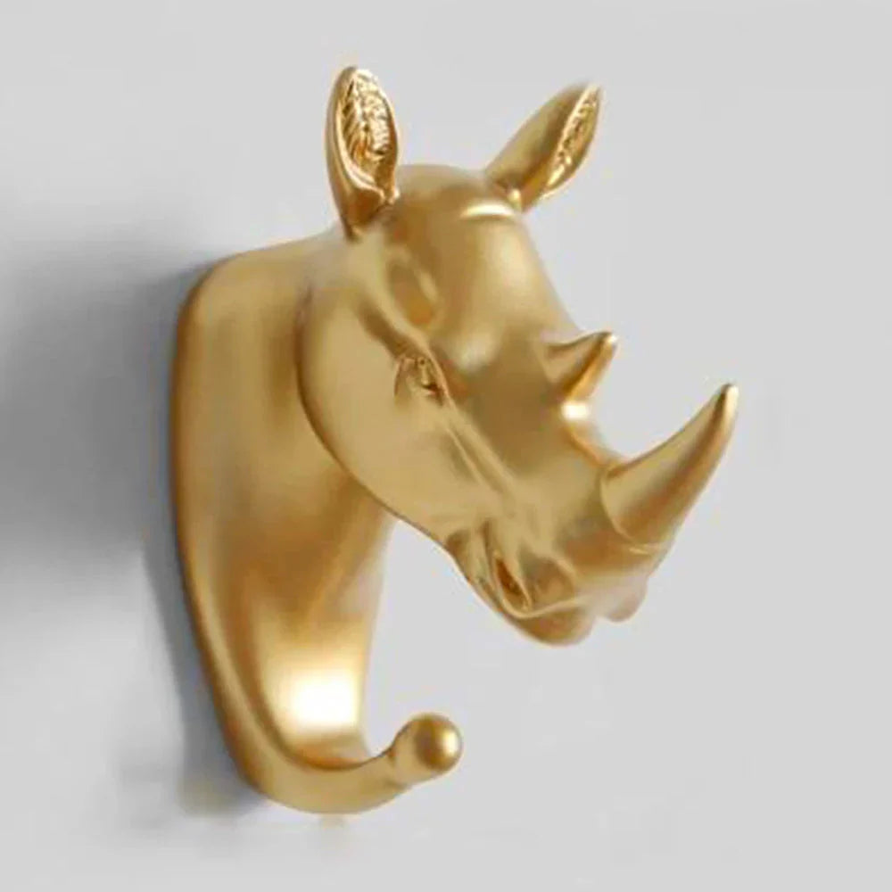 Gold Animal Head Wall Hook – Decorative Luxury Key Holder for Hallway & Home
