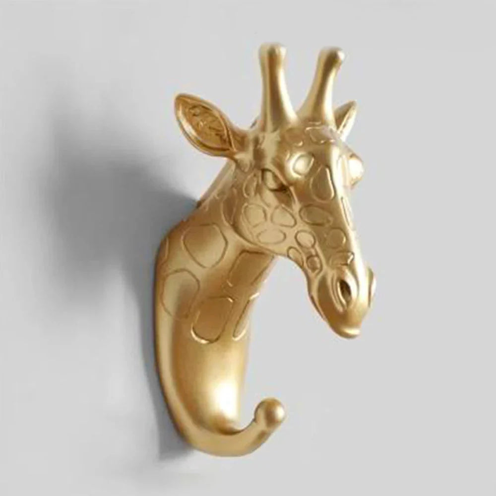 Gold Animal Head Wall Hook – Decorative Luxury Key Holder for Hallway & Home