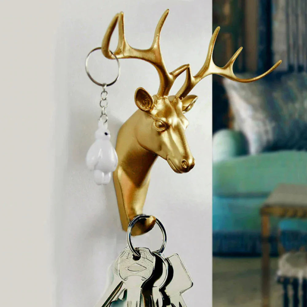 Gold Animal Head Wall Hook – Decorative Luxury Key Holder for Hallway & Home