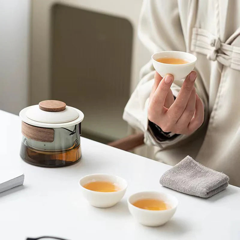 Portable Tea Set with Teapot and Cups – Stylish Tea Set for Travel and On-the-Go Use