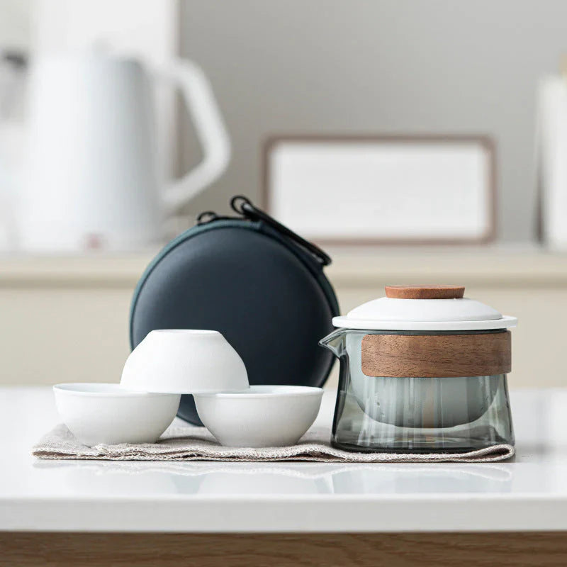 Portable Tea Set with Teapot and Cups – Stylish Tea Set for Travel and On-the-Go Use