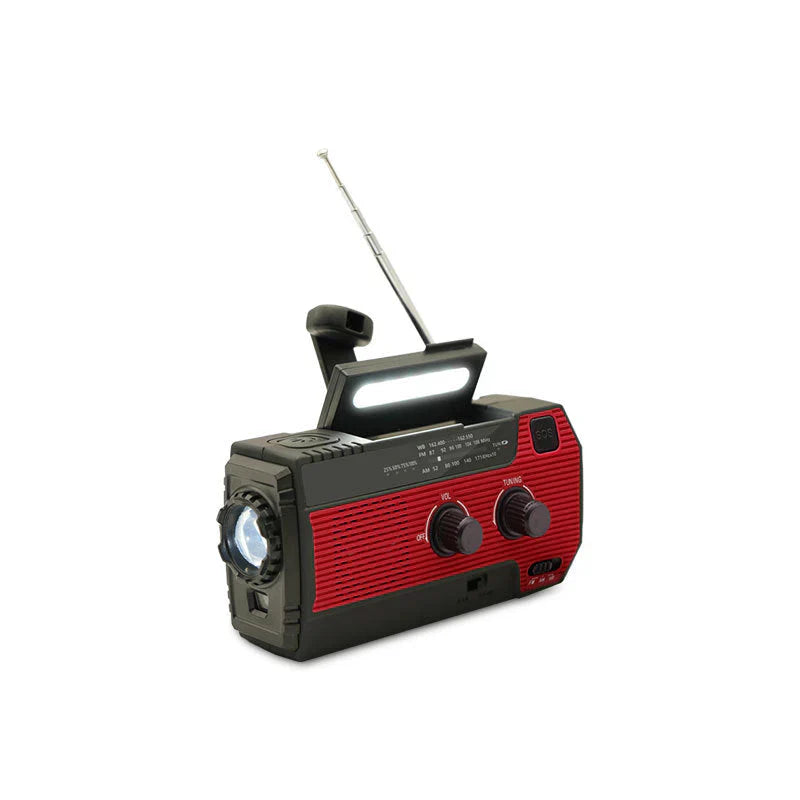 Portable Emergency Radio with Solar Charging and Power Bank – 5 Power Sources