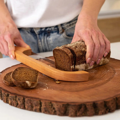 Wooden Bread Knife with Non-Slip Cutting Guide for Safe Slicing