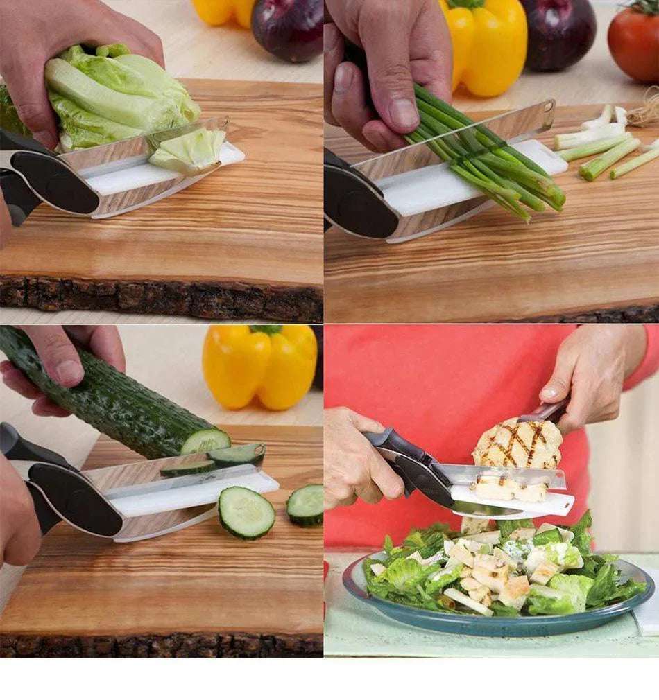 2-in-1 Kitchen Knife with Cutting Board – Practical Set for Fast Cutting and Food Preparation