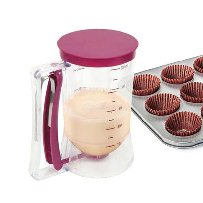 Batter Dispenser with Measuring Scale and Spout for Muffins, Cakes, and Baked Goods