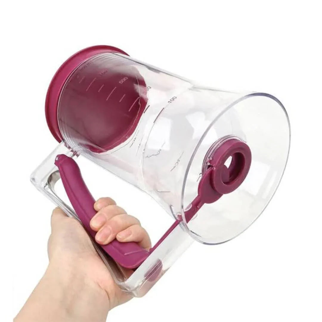 Batter Dispenser with Measuring Scale and Spout for Muffins, Cakes, and Baked Goods