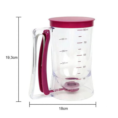 Batter Dispenser with Measuring Scale and Spout for Muffins, Cakes, and Baked Goods