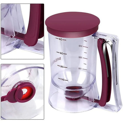Batter Dispenser with Measuring Scale and Spout for Muffins, Cakes, and Baked Goods