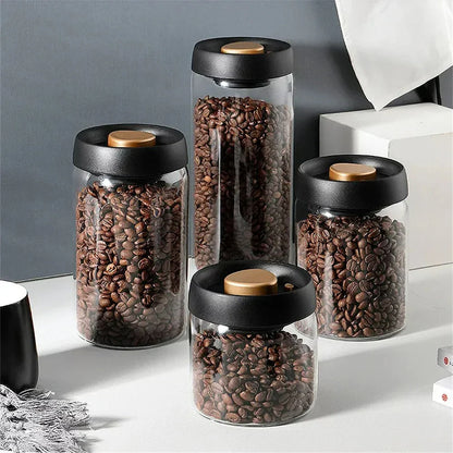 Glass Coffee Bean Storage Container with Aroma-Sealing Lid