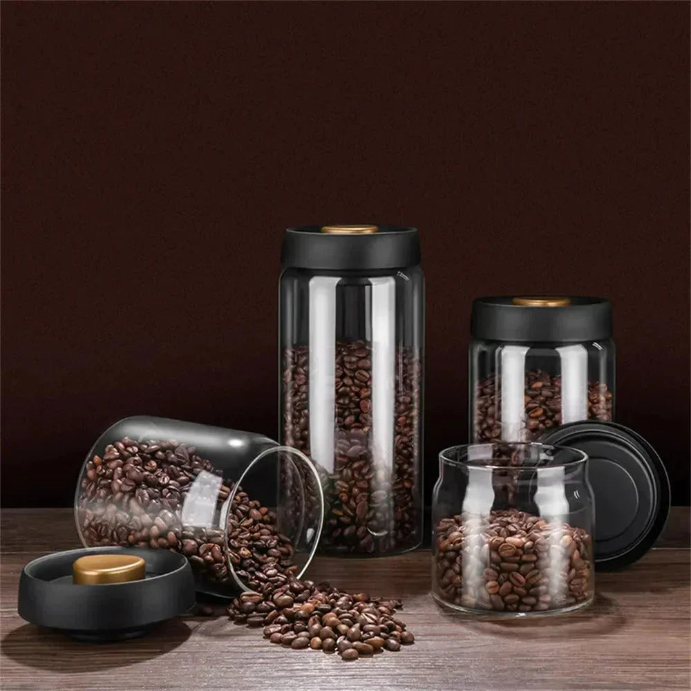 Glass Coffee Bean Storage Container with Aroma-Sealing Lid
