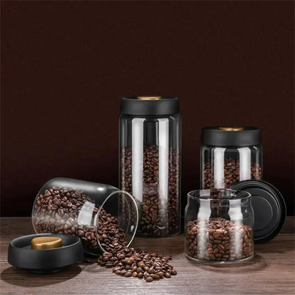 Glass Coffee Bean Storage Container with Aroma-Sealing Lid