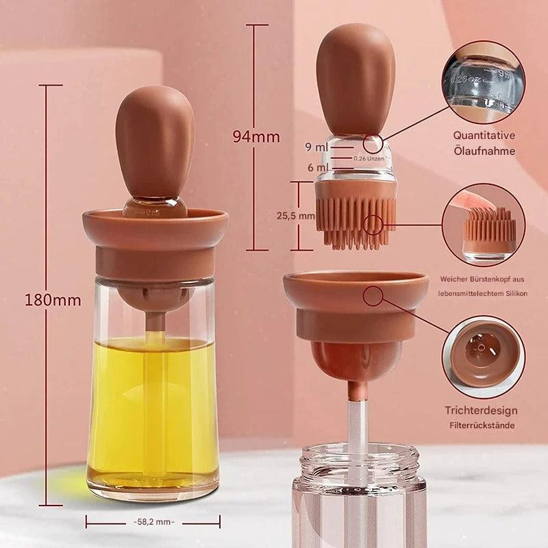 Oil Dispenser with Silicone Brush – Precise Dispensing for Cooking and Grilling