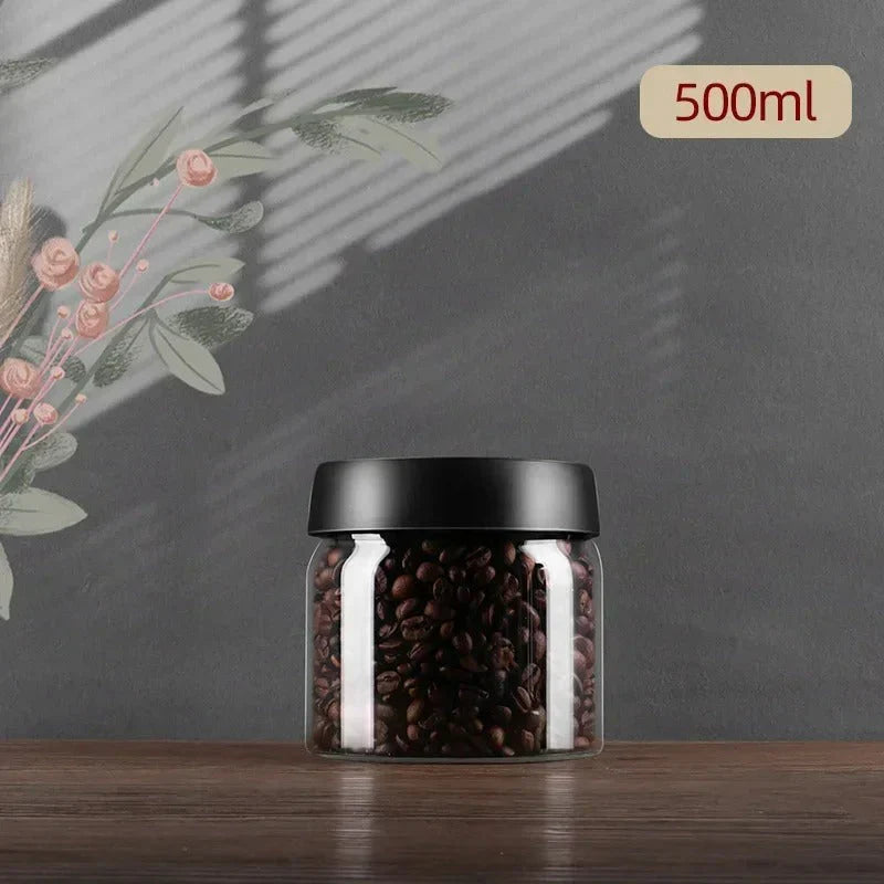 Glass Coffee Bean Storage Container with Aroma-Sealing Lid